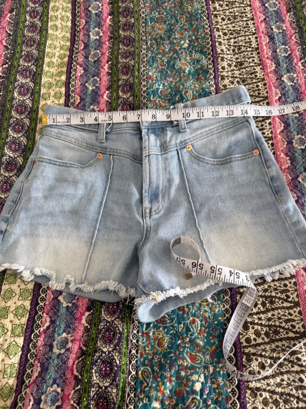 Juicy Couture Light Wash Denim Frayed Hem Shorts - Picture 4 of 6